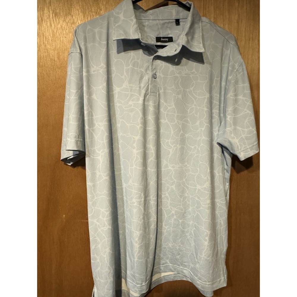 Breezy Large Blue Water Ripple  Print Performance Golf Short Sleeve Polo (K)
